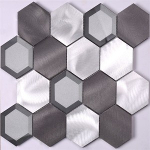 Hliníková směs z hliníku a kovu, skleněná šestihranná mozaika pro kuchyňské stěny