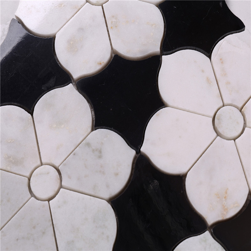 HSC62 Krásné černé a bílé dlaždice koupelna s květinovým mramorem mozaikové dlaždice a obklady