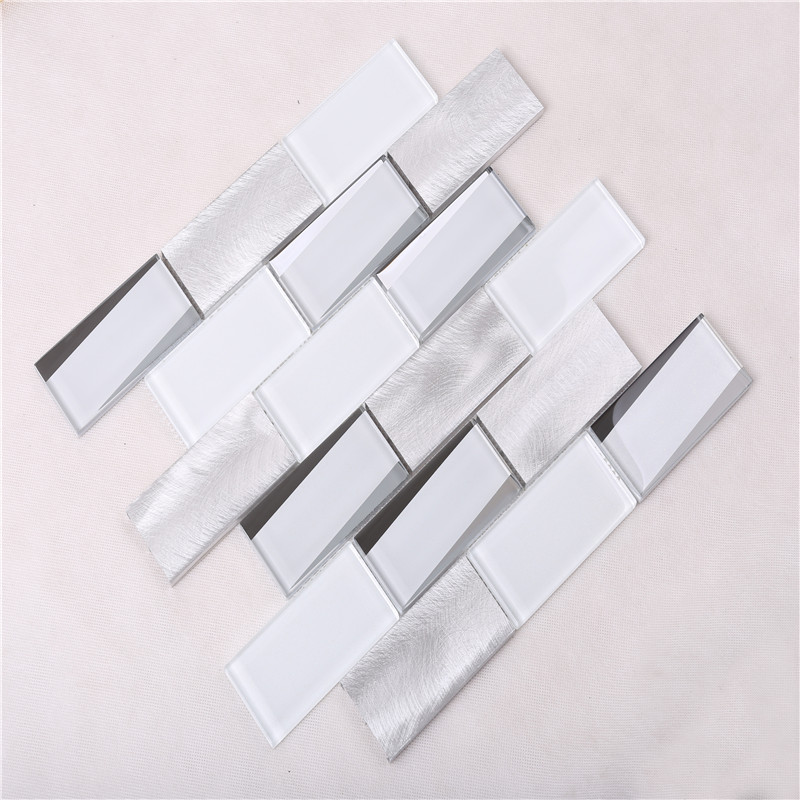 HMB12 Novinka Super White Glass Metal 12x12 prvotřídní mozaiková dlaždice do kuchyně