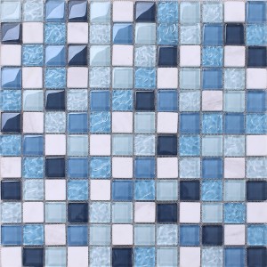 KS205 Dekorativní design čtvercového tvaru modré skleněné dlaždice pro koupelnu Sprchový záchod a obklady