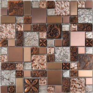 HXL09 Mozaikové čtvercové měděné zlaté mozaikové dlaždice pro obklady do koupelny a kuchyně