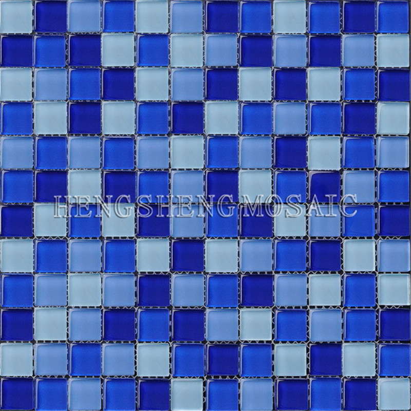 HXB104 Protiskluzové čtvercové skleněné mozaikové dlaždice pro levný bazén mozaikové dlaždice modrý