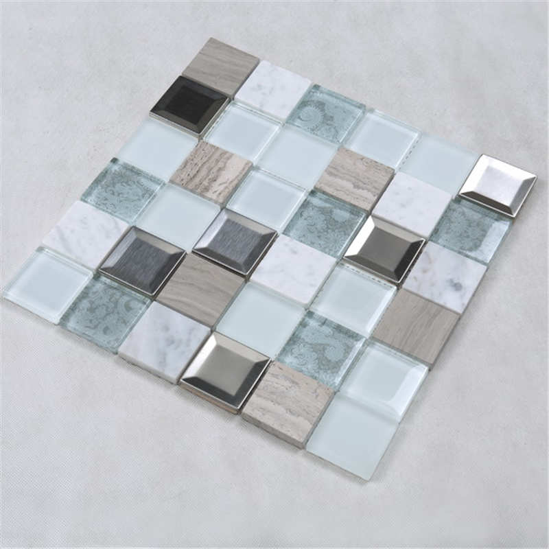 Vysoce kvalitní květinový vzor mušle sklo mix nerezová kovová backsplash fialová mozaika hotel koupelna dlaždice
