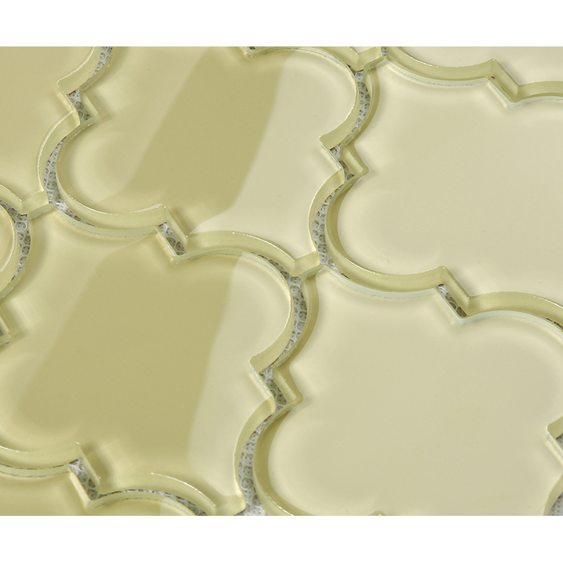 Zářivě žlutá lucerna vodní paprsek arabeska sklo sprchový kout zeď koupelna mozaikové dlaždice