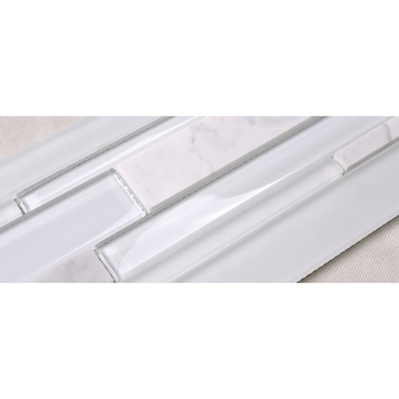HSD131 Hot výprodej Nejnovější design bílé Carrara mramorové smíšené sklo mozaika kuchyně backsplash dlaždice metra