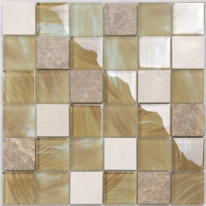 YMS20 Kuchyňské nástěnné dekorativní matné sklo smíšené mramorové kamenné mozaikové dlaždice zlato