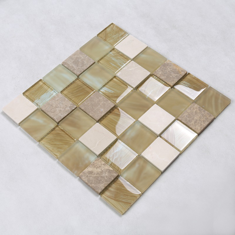 YMS20 Kuchyňské nástěnné dekorativní matné sklo smíšené mramorové kamenné mozaikové dlaždice zlato